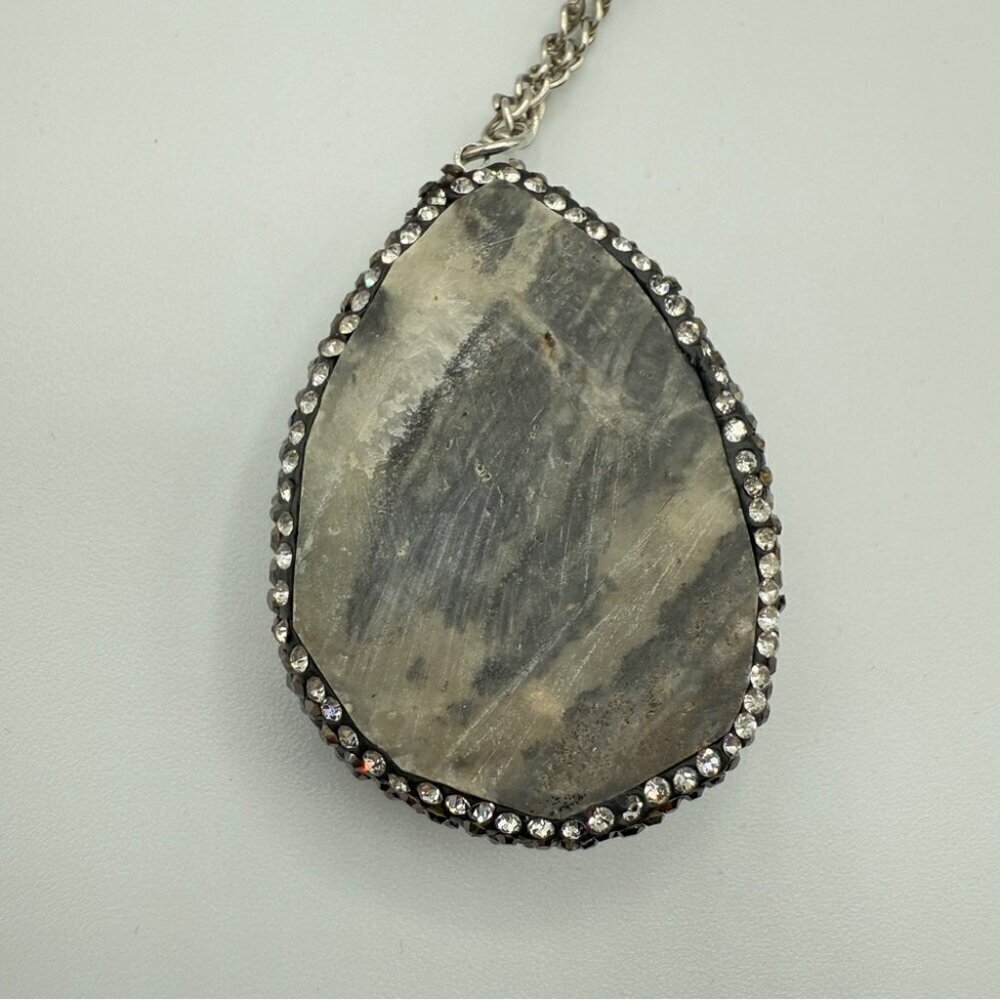 Natural White Druzy Quartz Pendant Necklace